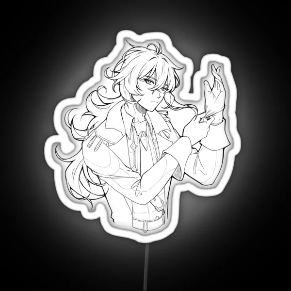 GENSHIN IMPACT Diluc Ragnvindr Lineart RGB Neon Sign
