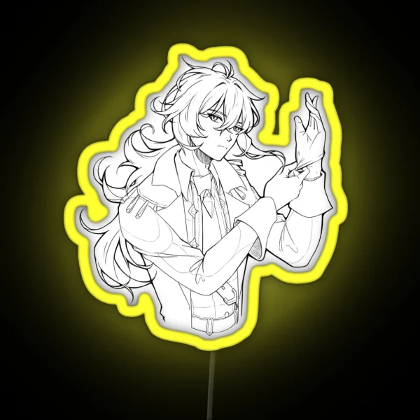 GENSHIN IMPACT Diluc Ragnvindr Lineart RGB Neon Sign