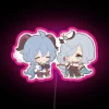 Genshin Impact themed Ganyu and Shenhe with Qingxin flowers digital display