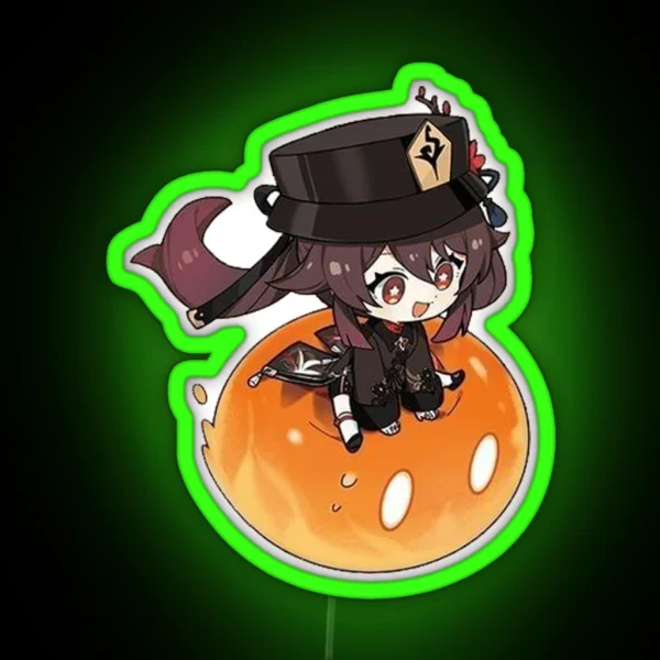 Genshin Impact Hu Tao And Pyro Slime RGB Neon Sign