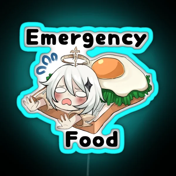 Genshin Impact Paimon Emergency Food W Text RGB Neon Sign