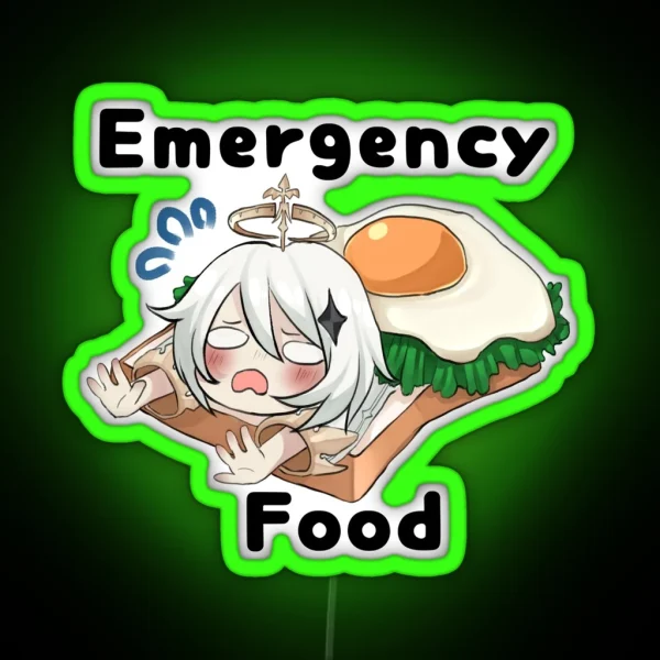 Genshin Impact Paimon Emergency Food W Text RGB Neon Sign