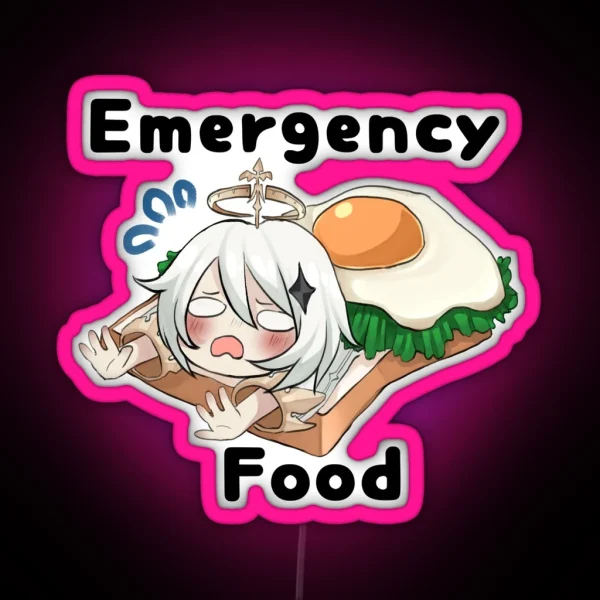 Genshin Impact Paimon Emergency Food W Text RGB Neon Sign