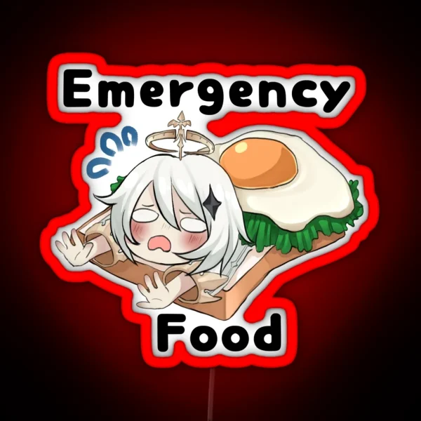 Genshin Impact Paimon Emergency Food W Text RGB Neon Sign