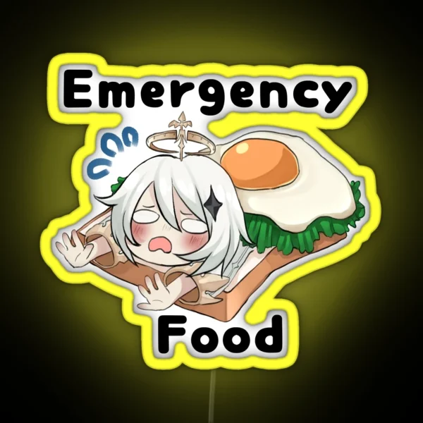 Genshin Impact Paimon Emergency Food W Text RGB Neon Sign
