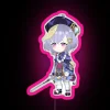 Vibrant Genshin Impact Qiqi themed RGB neon display artwork