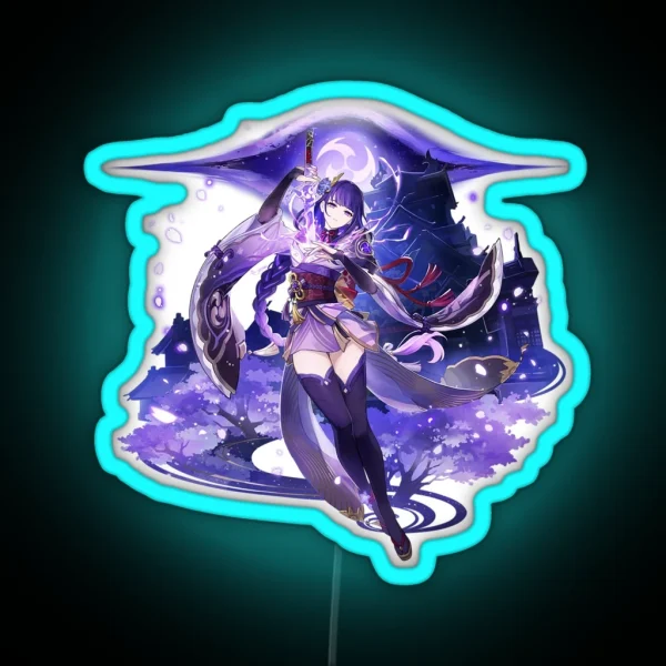 Genshin Impact Raiden Shogun Official Character Wish RGB Neon Sign