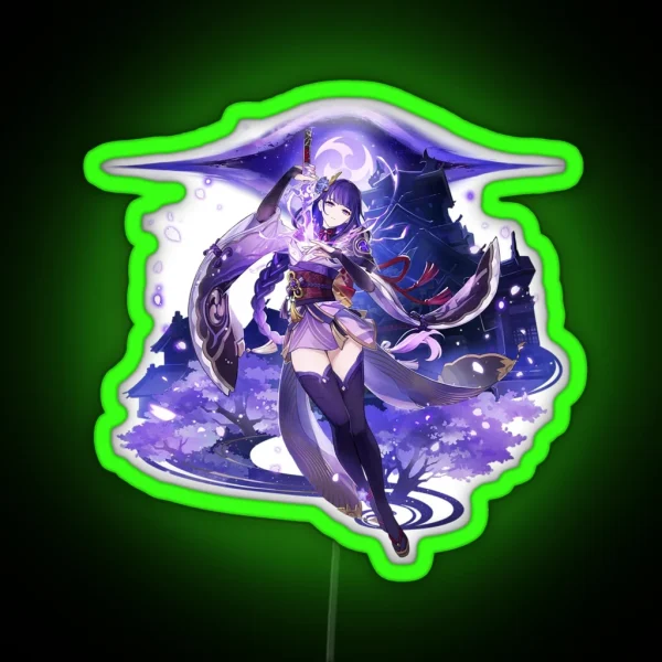 Genshin Impact Raiden Shogun Official Character Wish RGB Neon Sign