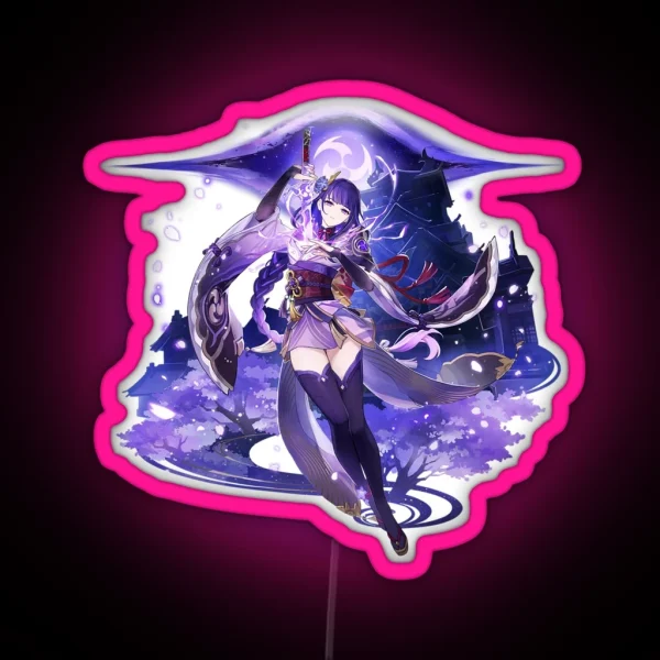 Genshin Impact Raiden Shogun Official Character Wish RGB Neon Sign