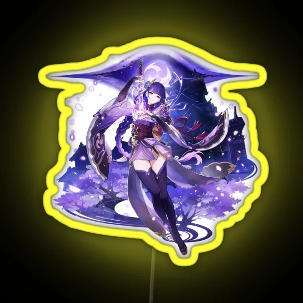Genshin Impact Raiden Shogun Official Character Wish RGB Neon Sign