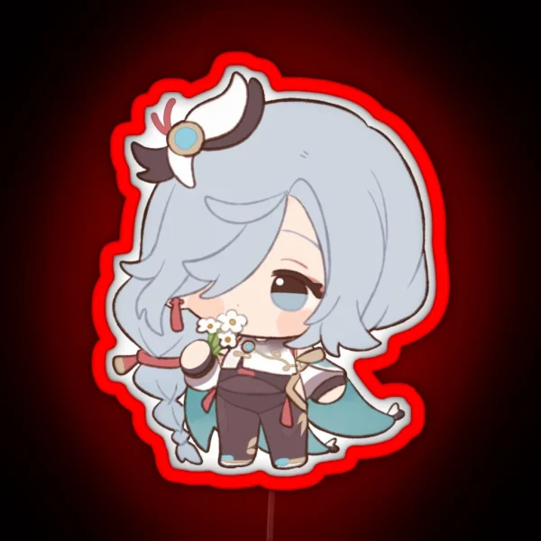 Genshin Impact Shenhe Holding Qingxin Flowers RGB Neon Sign