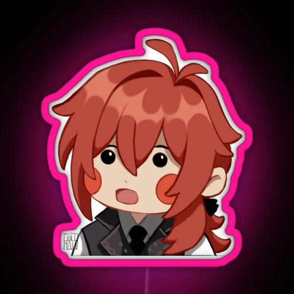 Genshin Impact Shocked Diluc RGB Neon Sign