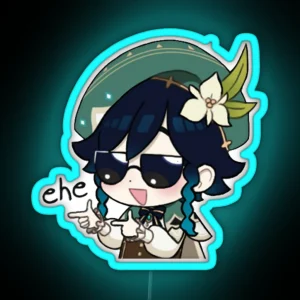 Genshin Impact Venti Chibi Anime Cute Meme RGB Neon Sign