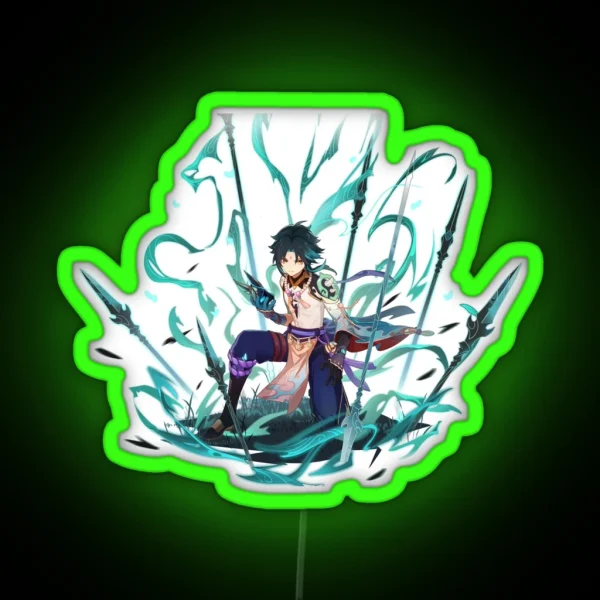 Genshin Impact Xiao Splash Art Led RGB Neon Sign