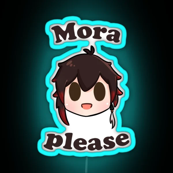 Genshin Impact Zhongli Mora Please RGB Neon Sign