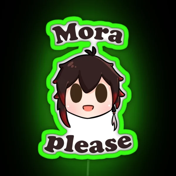 Genshin Impact Zhongli Mora Please RGB Neon Sign