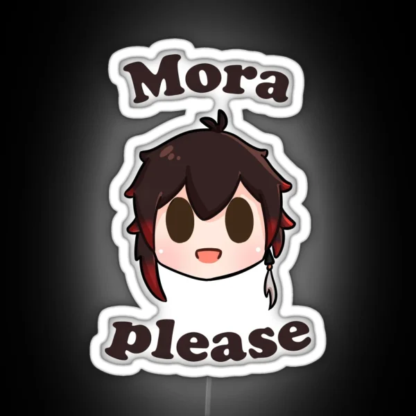 Genshin Impact Zhongli Mora Please RGB Neon Sign