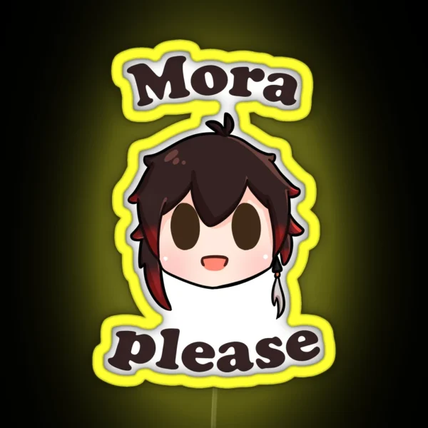 Genshin Impact Zhongli Mora Please RGB Neon Sign