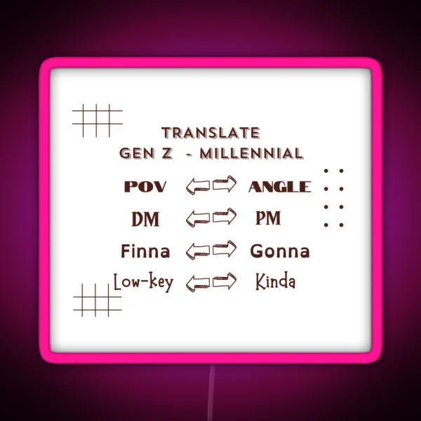 Genz Millennial Translation Guide V4 RGB Neon Sign