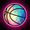 RGB LED basketball display with low poly geometric neon design