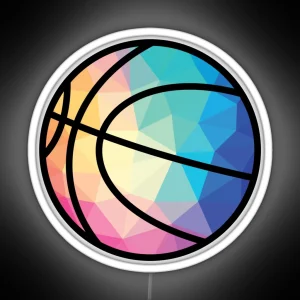 Geometric Basketball Shape Low Poly Basketball Gift RGB Neon Sign