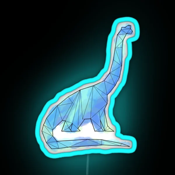 Geometric Blue Sauropod Dinosaur RGB Neon Sign