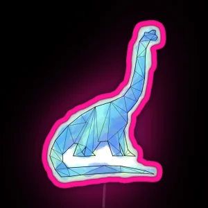 Geometric Blue Sauropod Dinosaur RGB Neon Sign