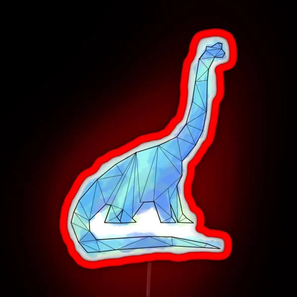 Geometric Blue Sauropod Dinosaur RGB Neon Sign