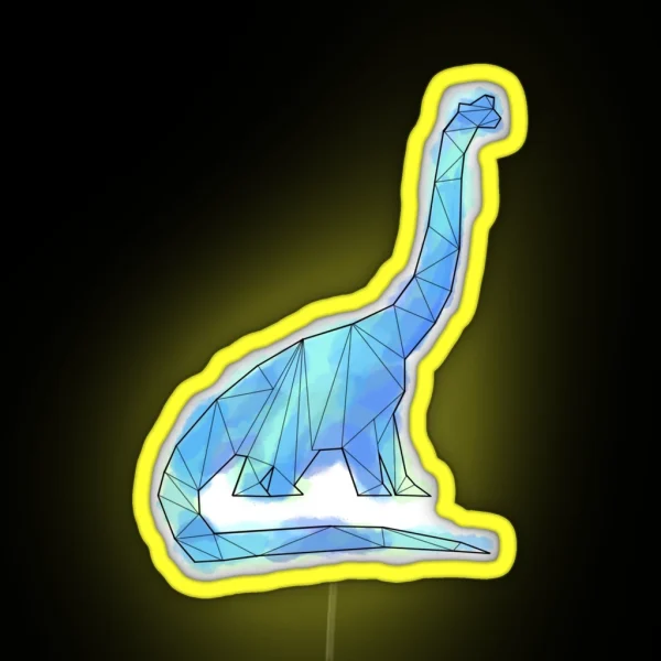 Geometric Blue Sauropod Dinosaur RGB Neon Sign