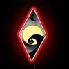 Geometric interpretation of classic Nightmare Before Christmas logo in bright neon.