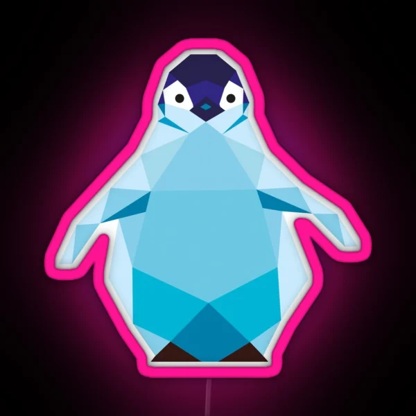 Geometric Penguin RGB Neon Sign
