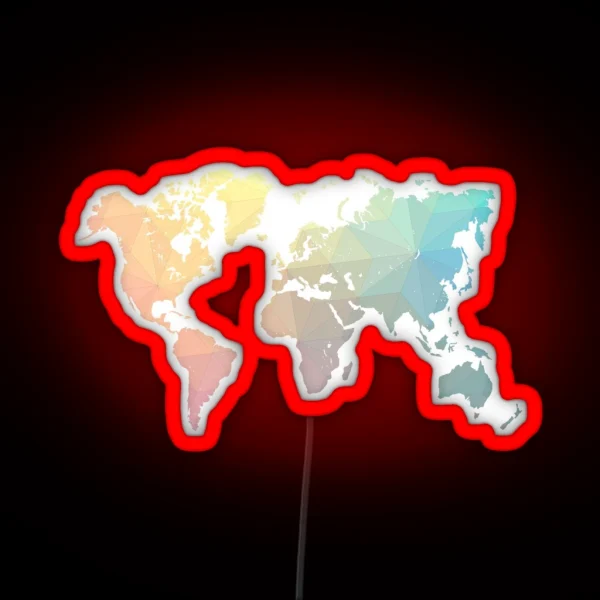 Geometric World Map Art RGB Neon Sign