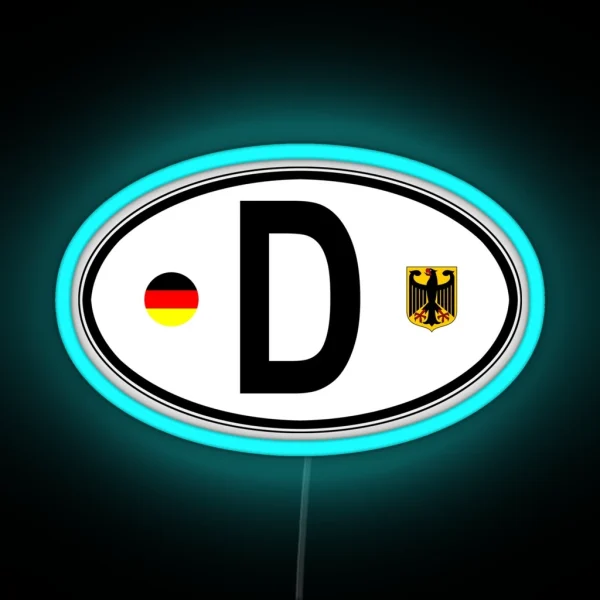 Germany Oval Country Code Decal RGB Neon Sign