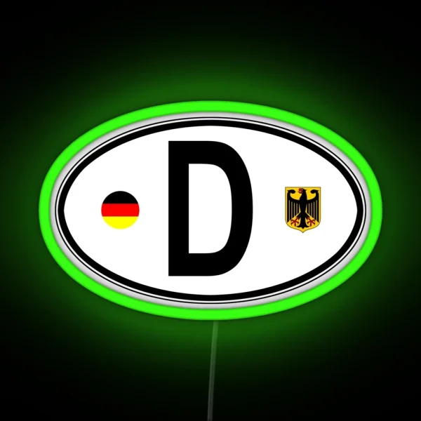 Germany Oval Country Code Decal RGB Neon Sign