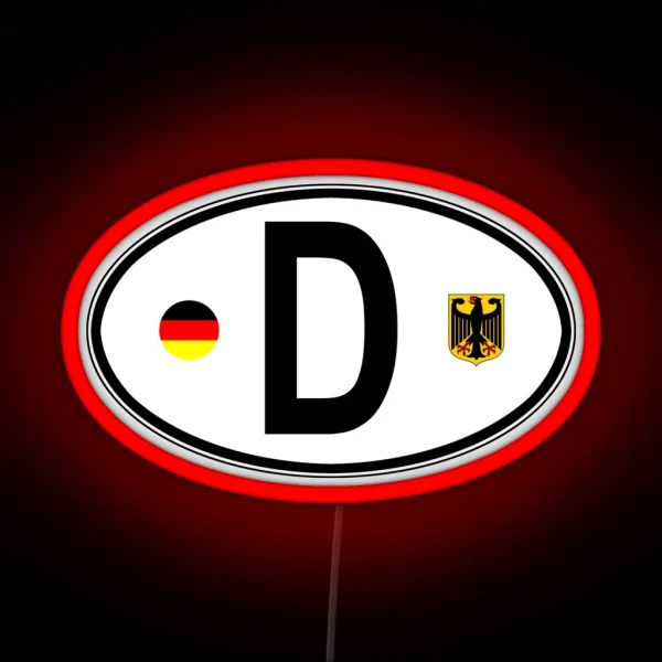 Germany Oval Country Code Decal RGB Neon Sign