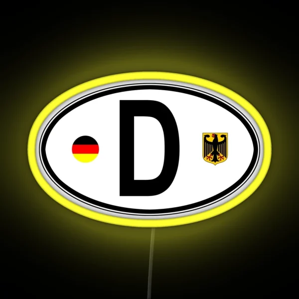 Germany Oval Country Code Decal RGB Neon Sign