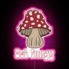 RGB-lit Amanita Muscaria mushroom design digital wall art decorative neon.