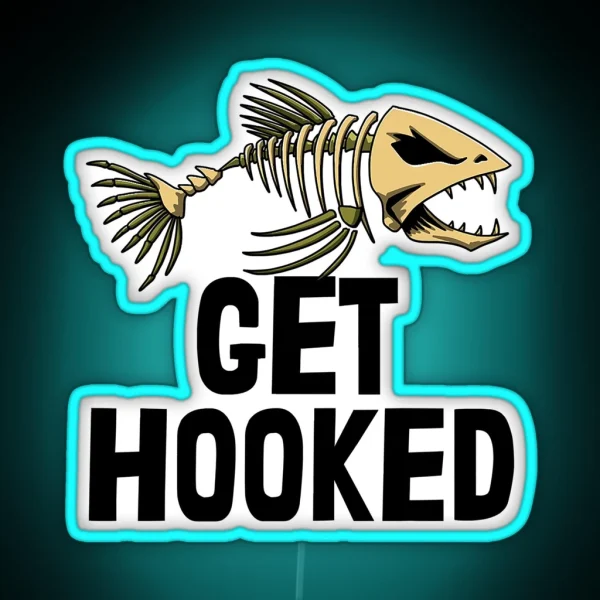 Get Hooked Skeleton Fish Bones Sharpth RGB Neon Sign