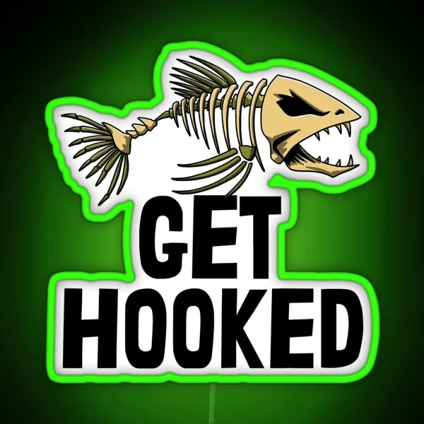 Get Hooked Skeleton Fish Bones Sharpth RGB Neon Sign