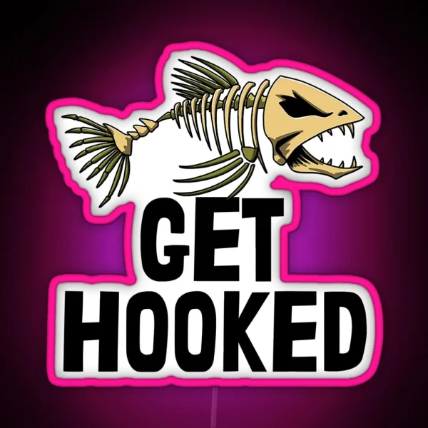 Get Hooked Skeleton Fish Bones Sharpth RGB Neon Sign