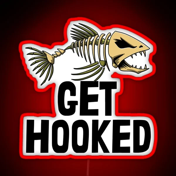 Get Hooked Skeleton Fish Bones Sharpth RGB Neon Sign