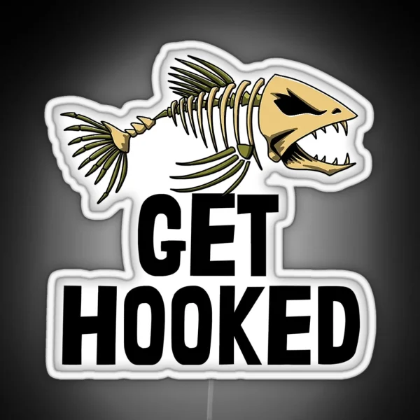 Get Hooked Skeleton Fish Bones Sharpth RGB Neon Sign