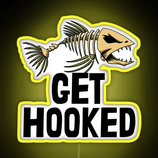 Get Hooked Skeleton Fish Bones Sharpth RGB Neon Sign