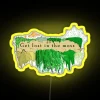 Vibrant RGB Neon Art Sign with Whimsical Moss Green Accents