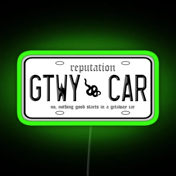 Getaway Car License Plate RGB Neon Sign