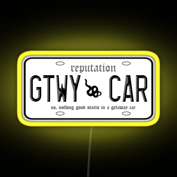 Getaway Car License Plate RGB Neon Sign