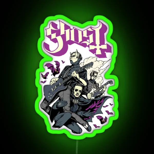 Ghost Bats And Band For Music Fan Gift For Ghost Lover RGB Neon Sign