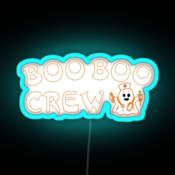 Ghost Boo Crew Boo Halloween Costume Nursing RGB Neon Sign