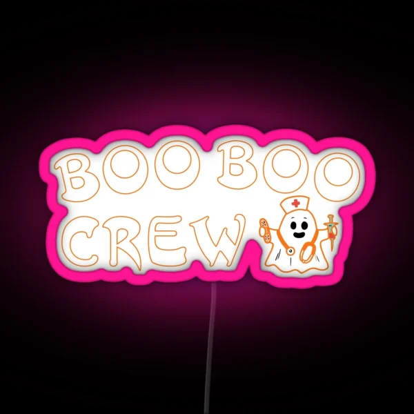 Ghost Boo Crew Boo Halloween Costume Nursing RGB Neon Sign
