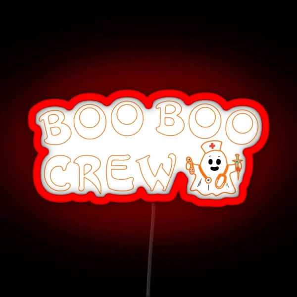 Ghost Boo Crew Boo Halloween Costume Nursing RGB Neon Sign